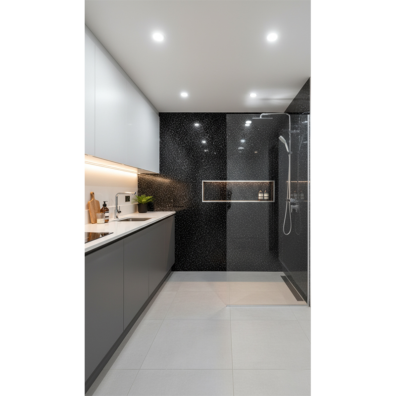 Black Laser Marble Kitchen Wet wall Panel