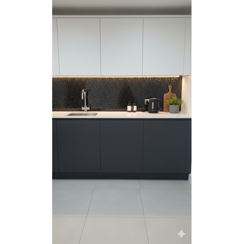 Black Laser Marble Kitchen Wall Panel