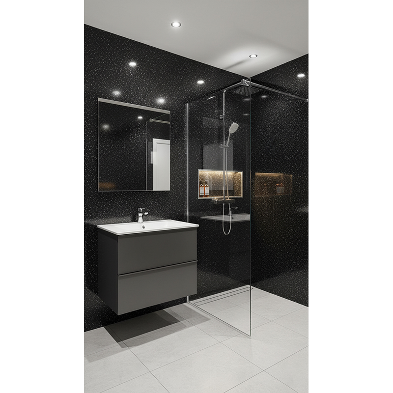 Black Laser Marble Bathroom Wet Wall Panel