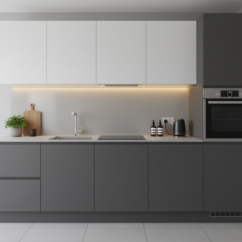 Grey Laser Kitchen Wall Panel