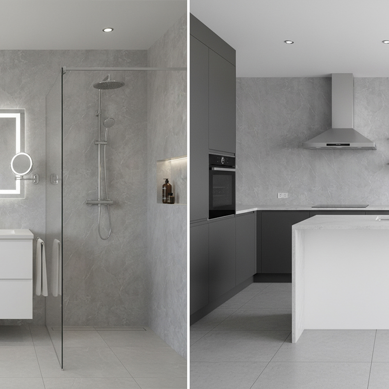 Grey Slate Marble PVC Kitchen Bathroom Wet Wall Panels