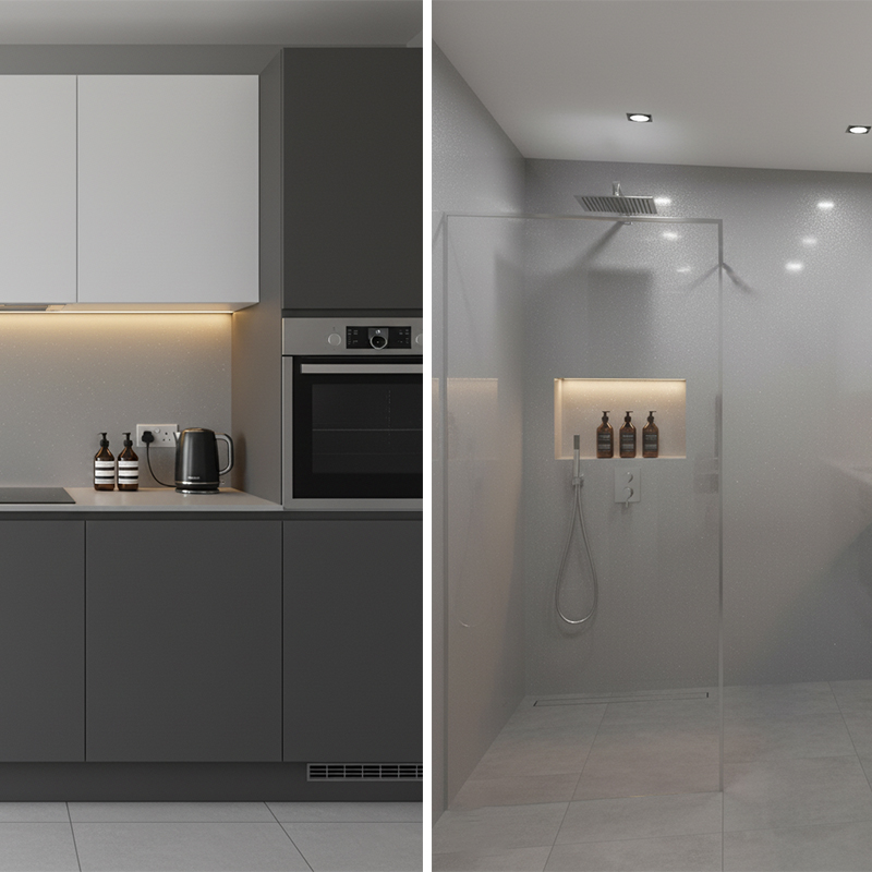 Grey Laser Marble Kitchen Bathroom PVC Wet Wall Panels