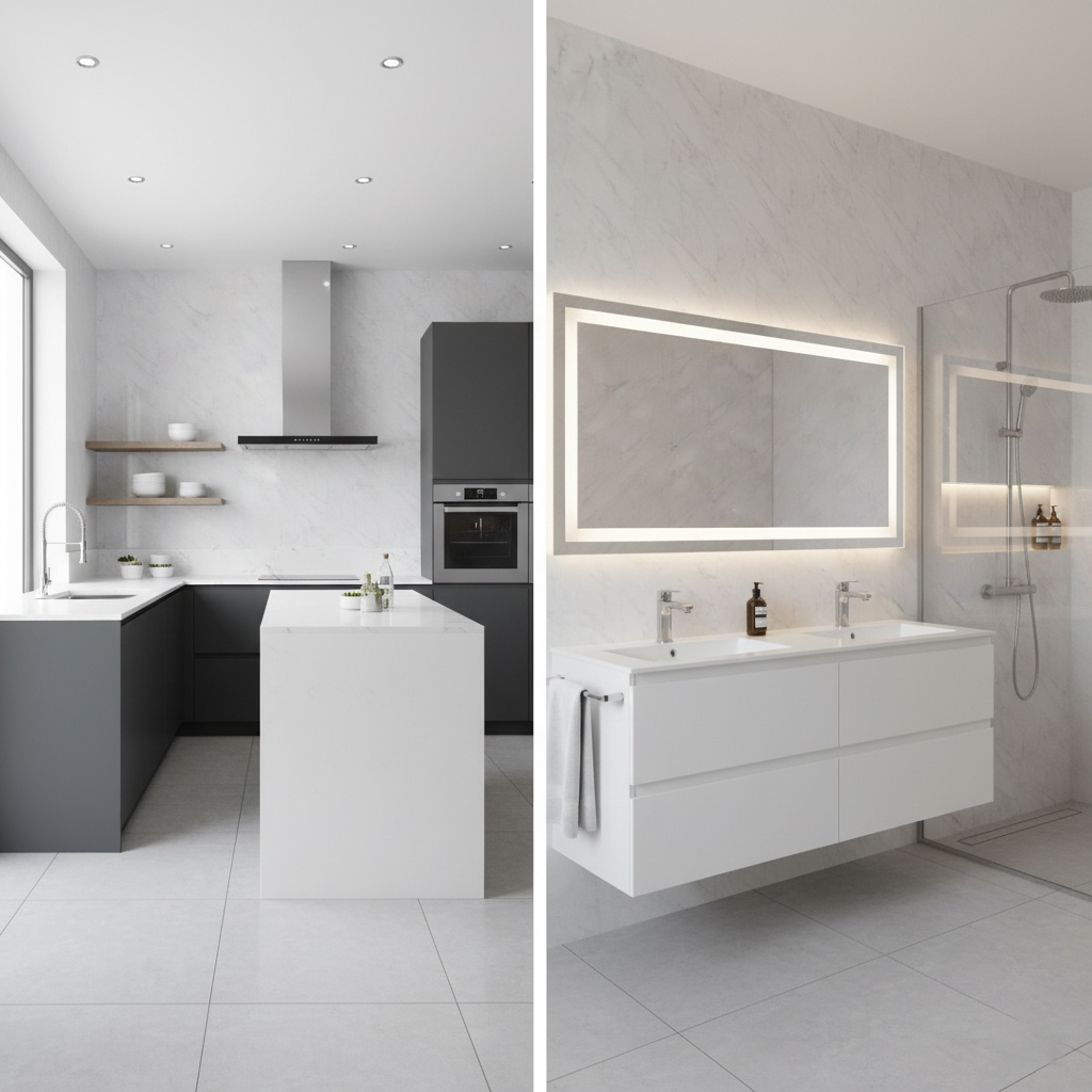 Pergamon Marble Gloss Kitchen Bathroom PVC Wet Wall Panel