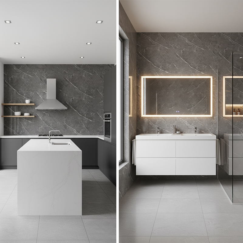Pieta Anthracite Kitchen Bathroom PVC Wet Wall Panel