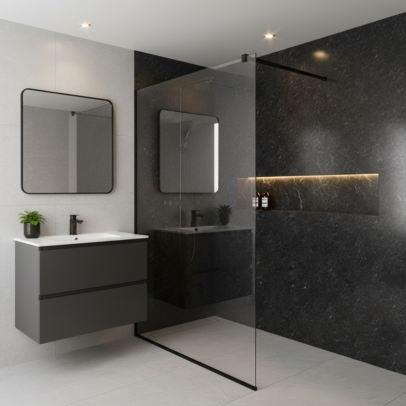 Water Wave Black Solid Panel