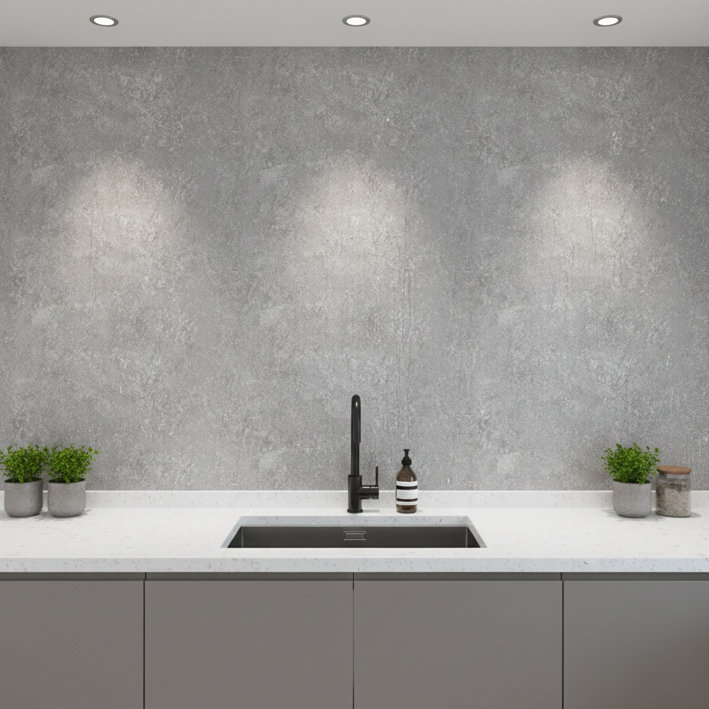 Concrete Grey Kitchen Wall Panel