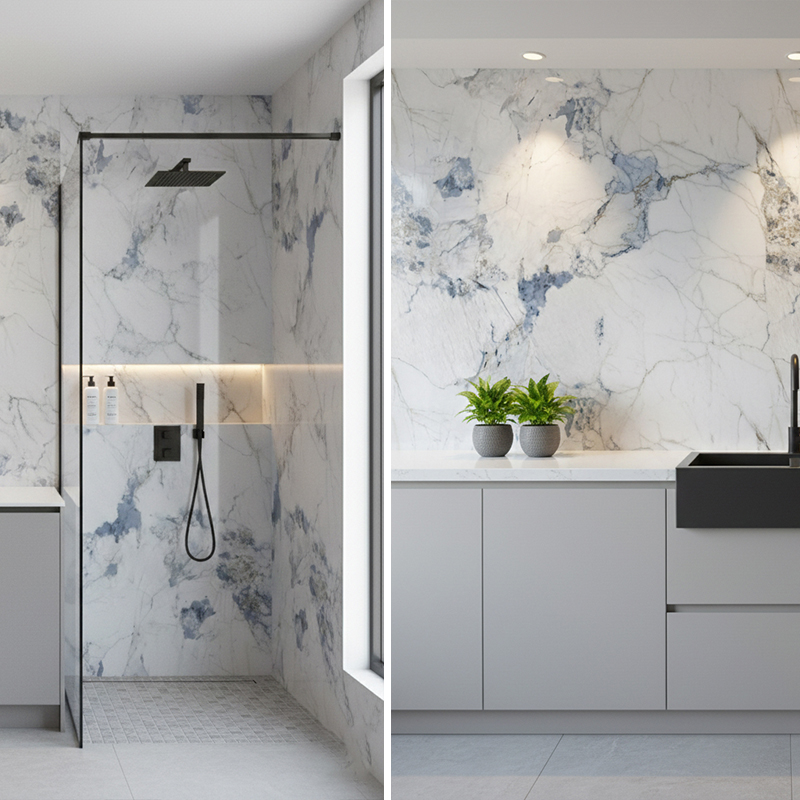 Crush Blue Kitchen Wall Panel