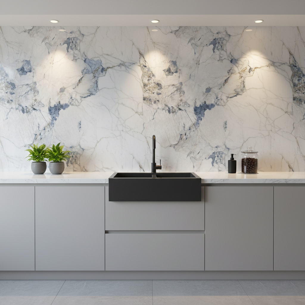 Crush Blue Kitchen Wall Panel