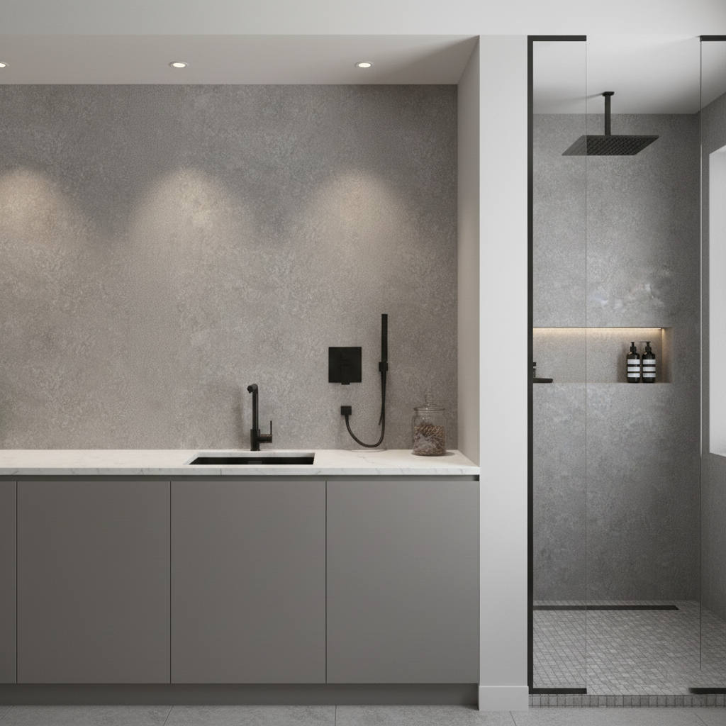 Concrete Grey Kitchen Wall Panel