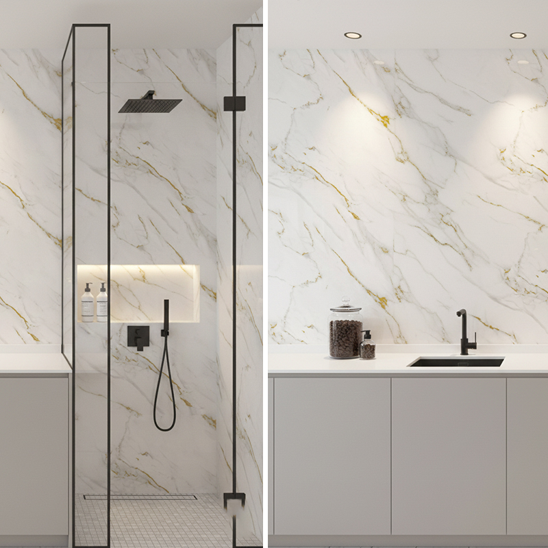 Glided Gold PVC Wall Panel For Shower Kitchen
