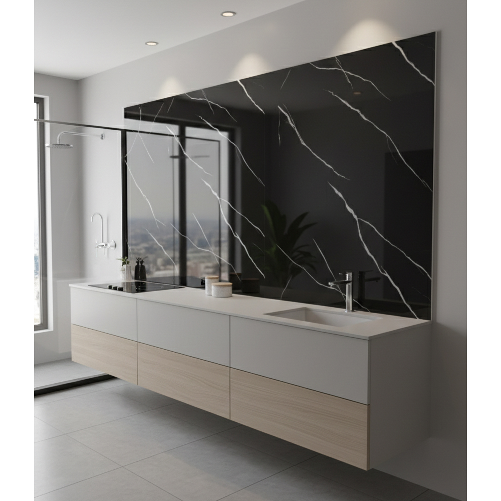 Black Marble Gloss PVC Wall Panel