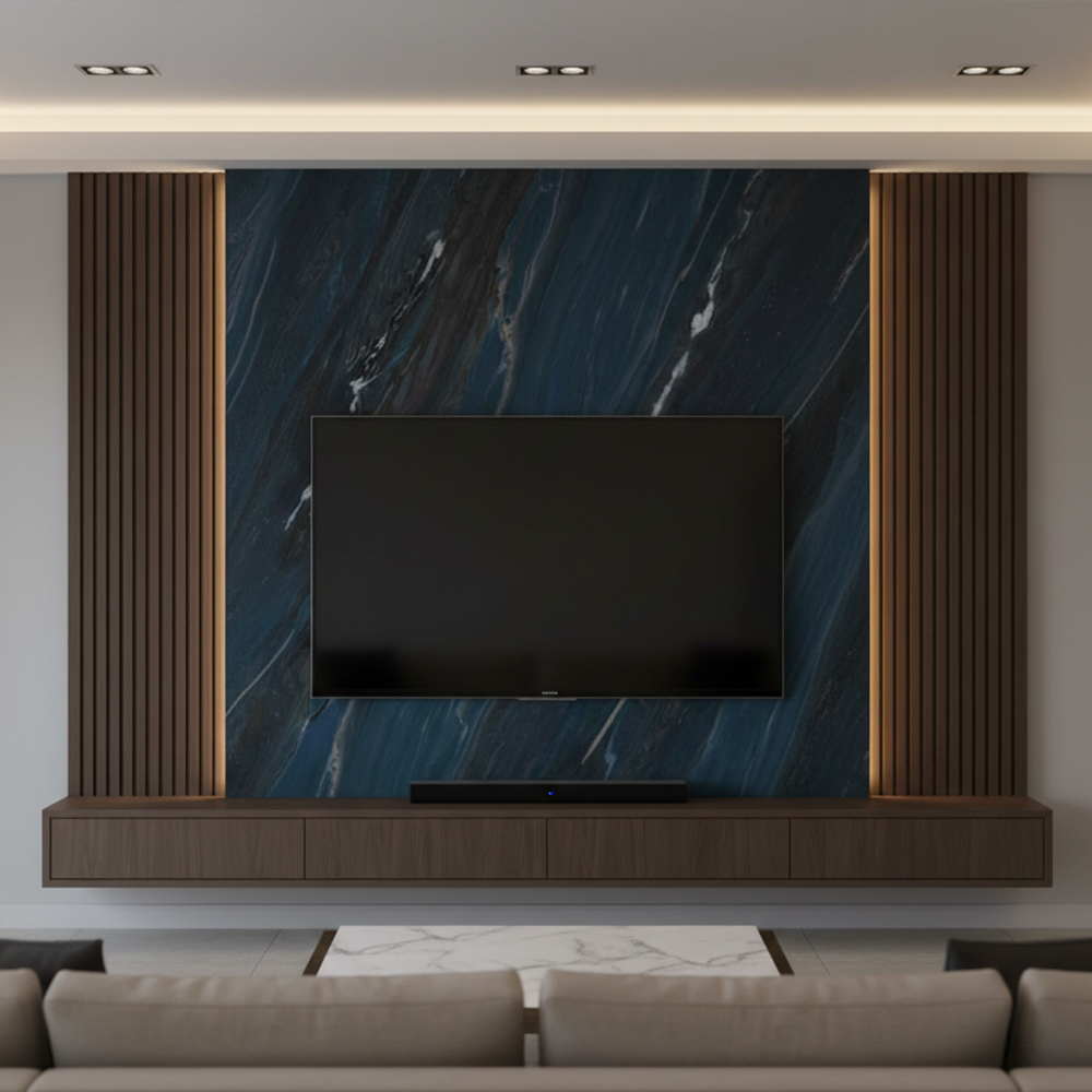 Deep Ocean Blue Solid Wall Panel