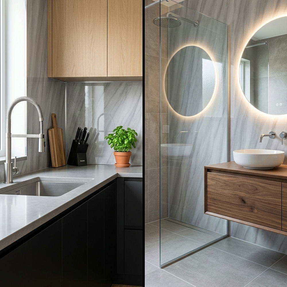 Grey Ocean Marble Gloss Bathroom