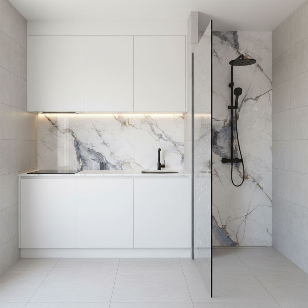 Artisitic Blue Solid Wall Panel