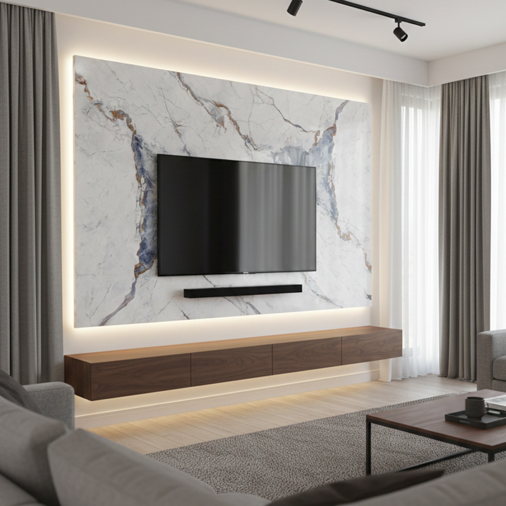 Artisitic Blue Solid Wall Panel