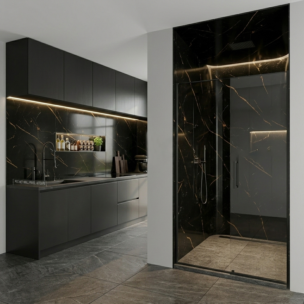 Laketon Grey Gold Gloss PVC Wall Panel