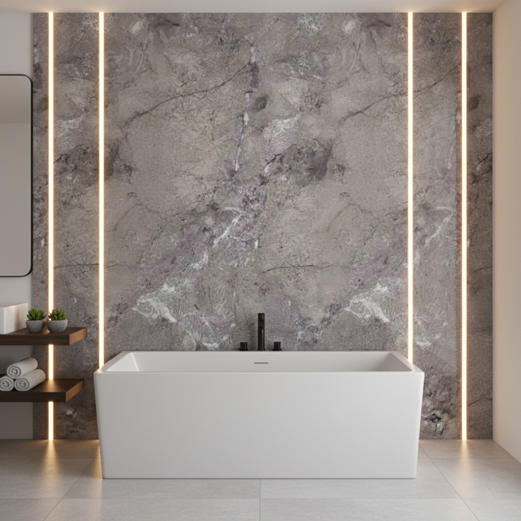 Mottled Grey Bathroom Wall Panel
