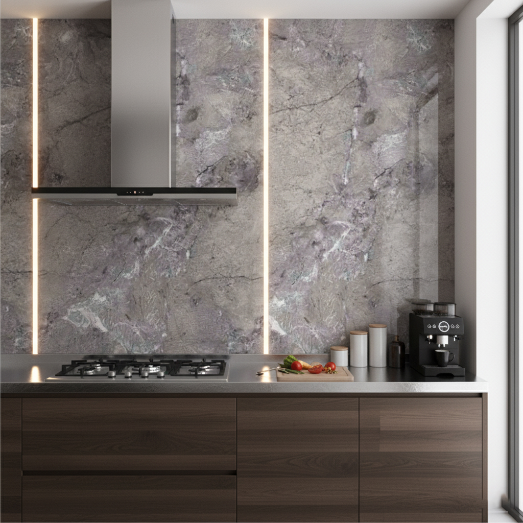 Mottled Grey Kitchen Wall Panel