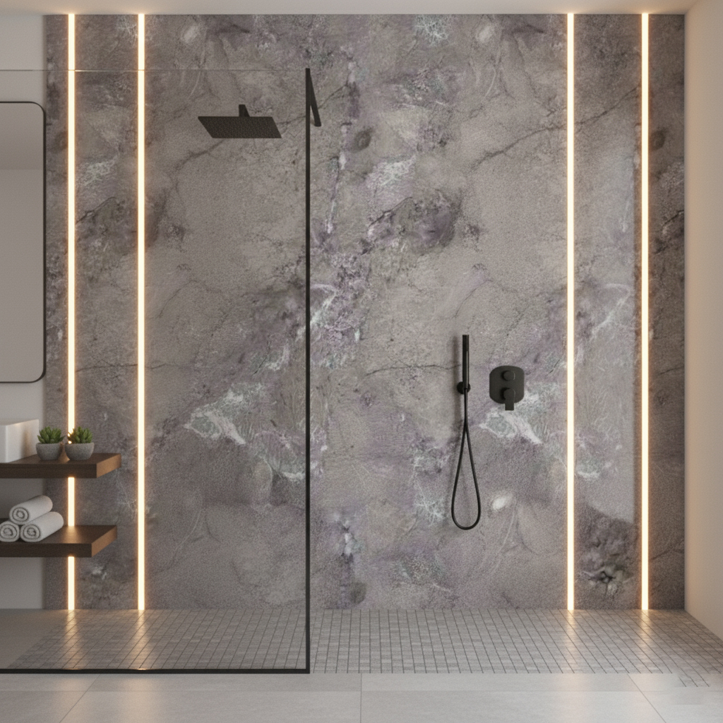 Mottled Grey Shower Wall Panel