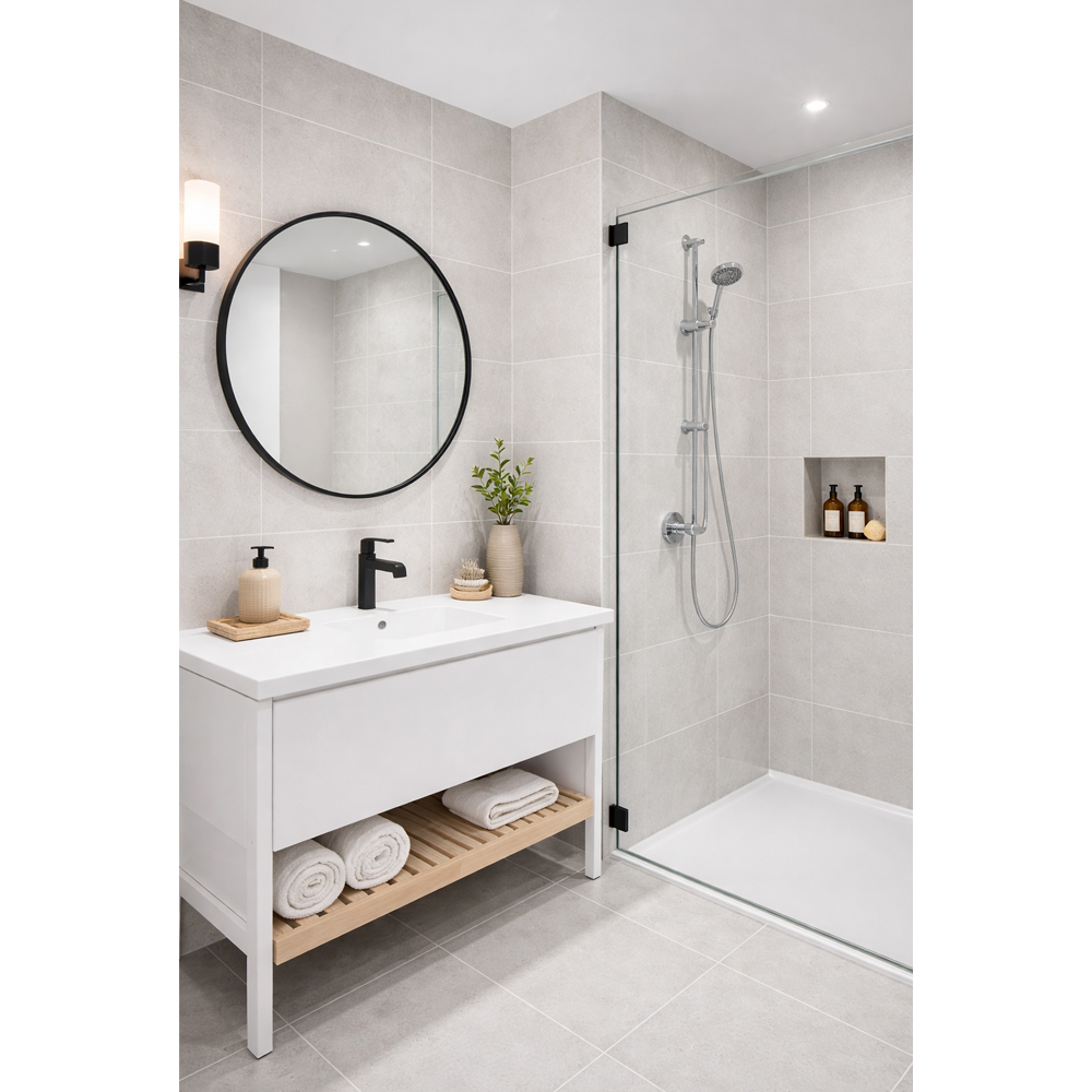 Concrete White Shower PVC Wall Panel