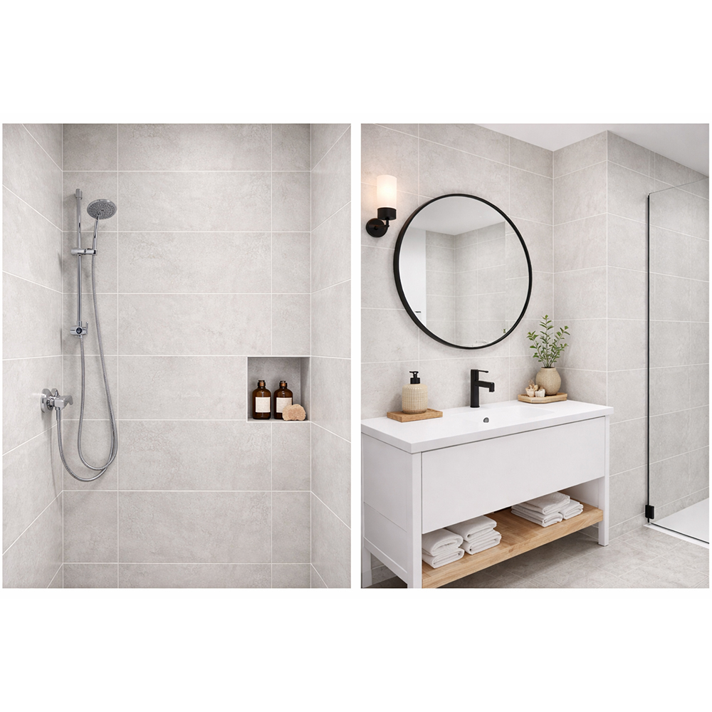 Concrete White Shower Kitchen PVC Wall Panel