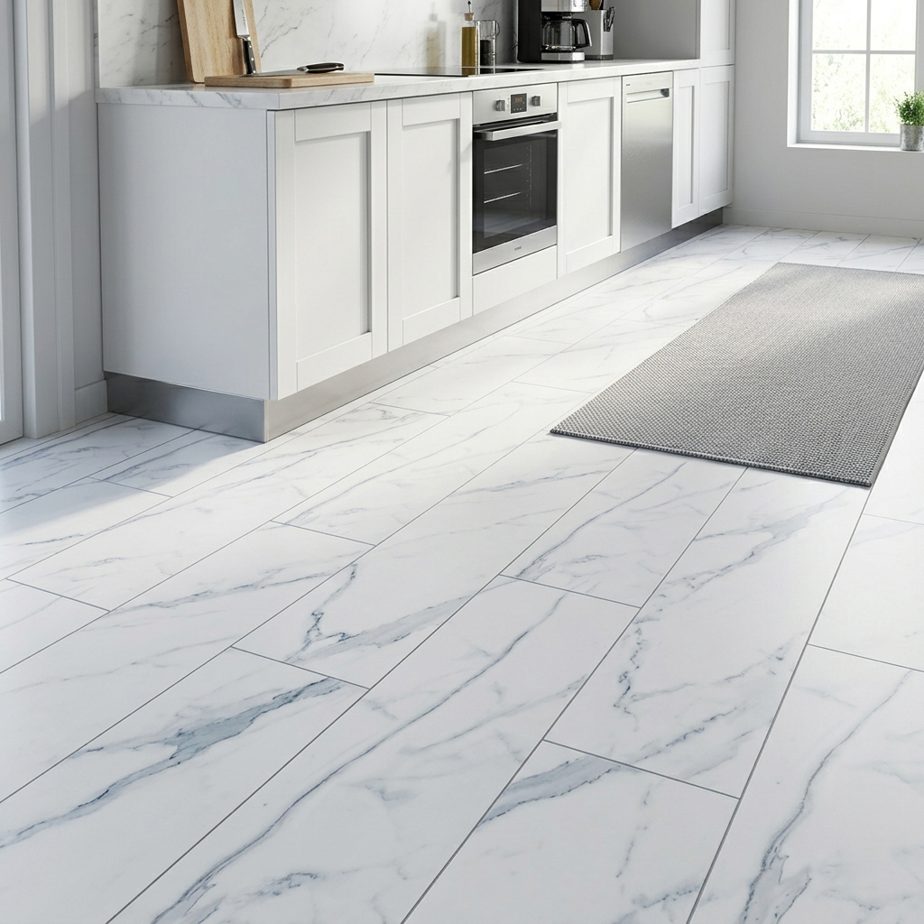 White Marble SPC Vinyl Flooring Planks