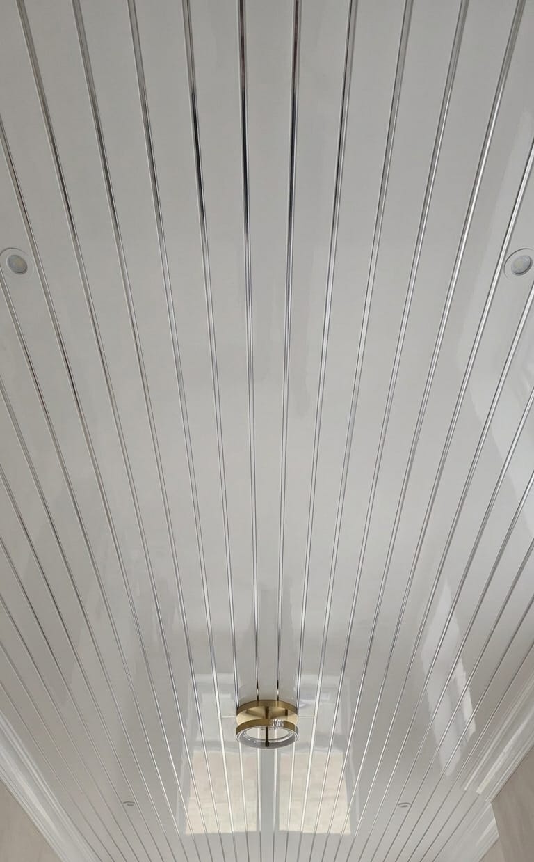 White With Silver Line PVC Ceiling Cladding Panels