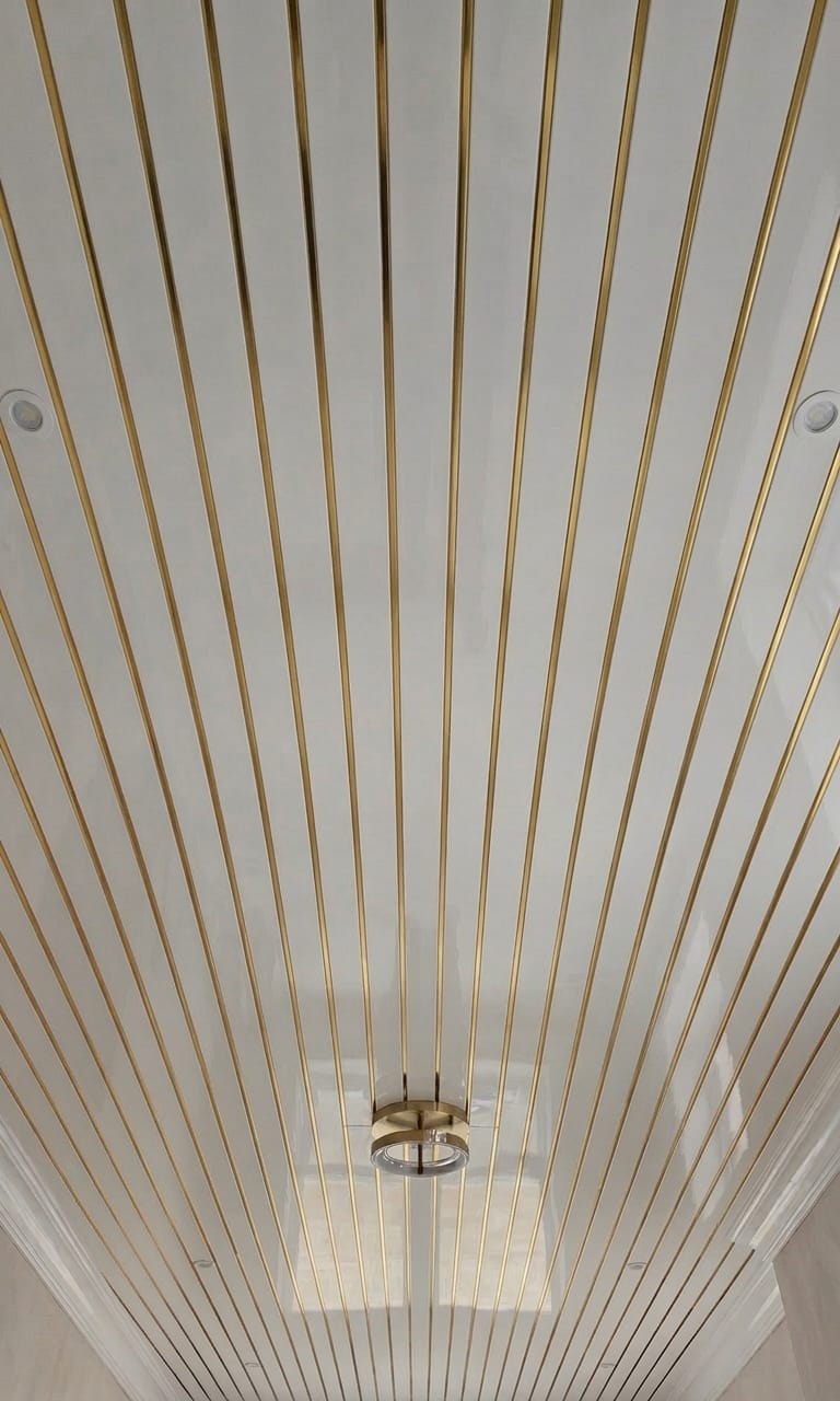 White With Gold Lines Ceiling Cladding Panels