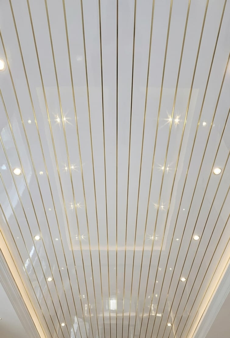 White With Gold Lines Ceiling Cladding Panels