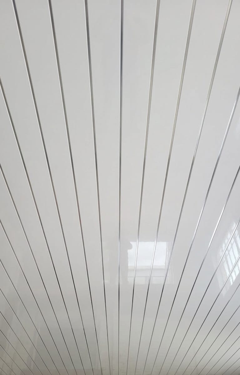 White With Silver Line PVC Ceiling Cladding Panels