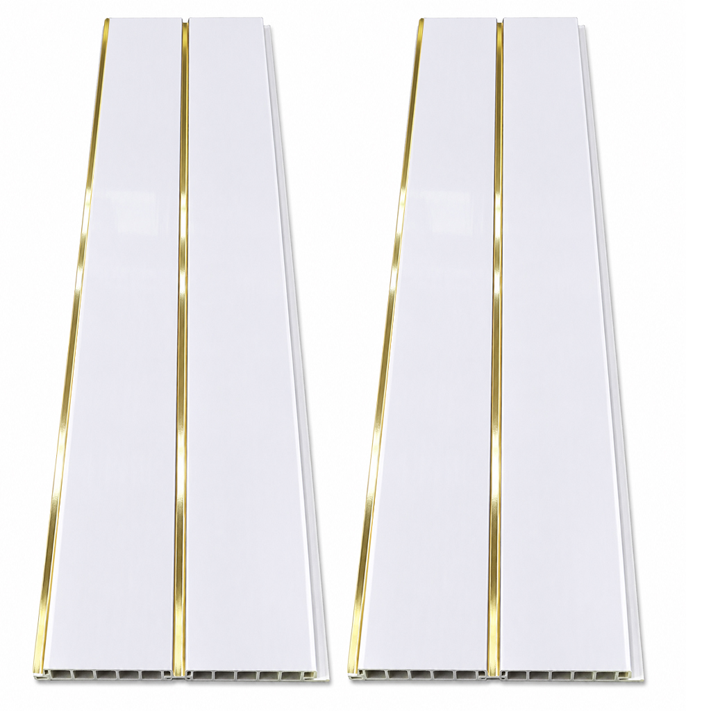 White With Gold Lines Ceiling Cladding Panels