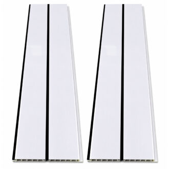 White With Black Lines PVC Ceiling Cladding Panel 2700mm x 250mm x 8m