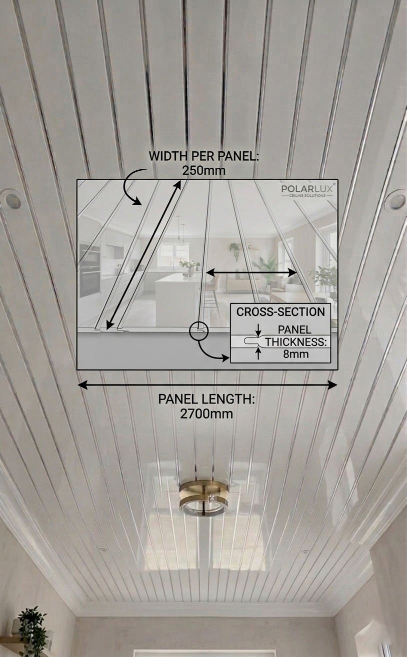 White With Silver Line PVC Ceiling Cladding Panels