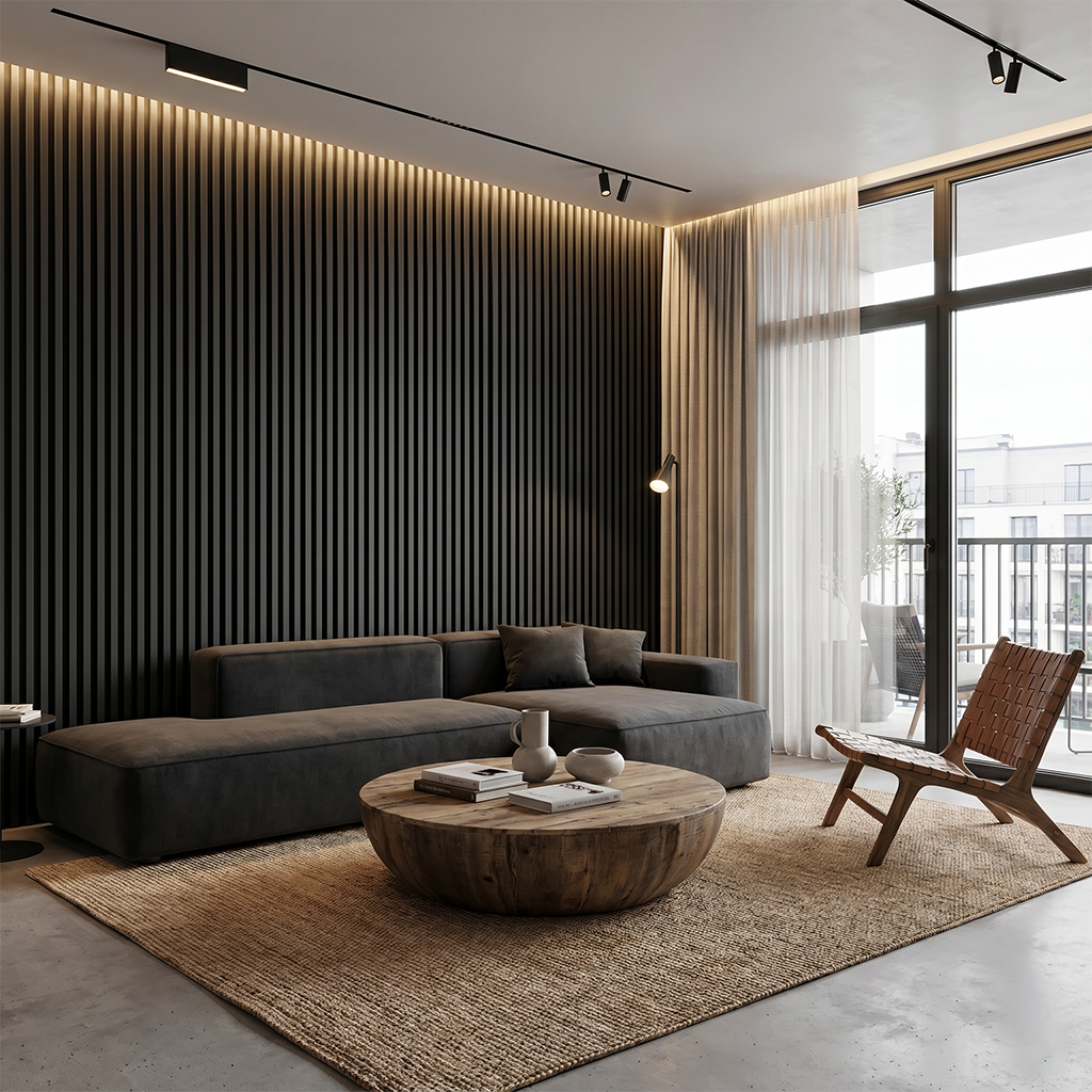 Black Grey Acoustic PVC Wall Panel