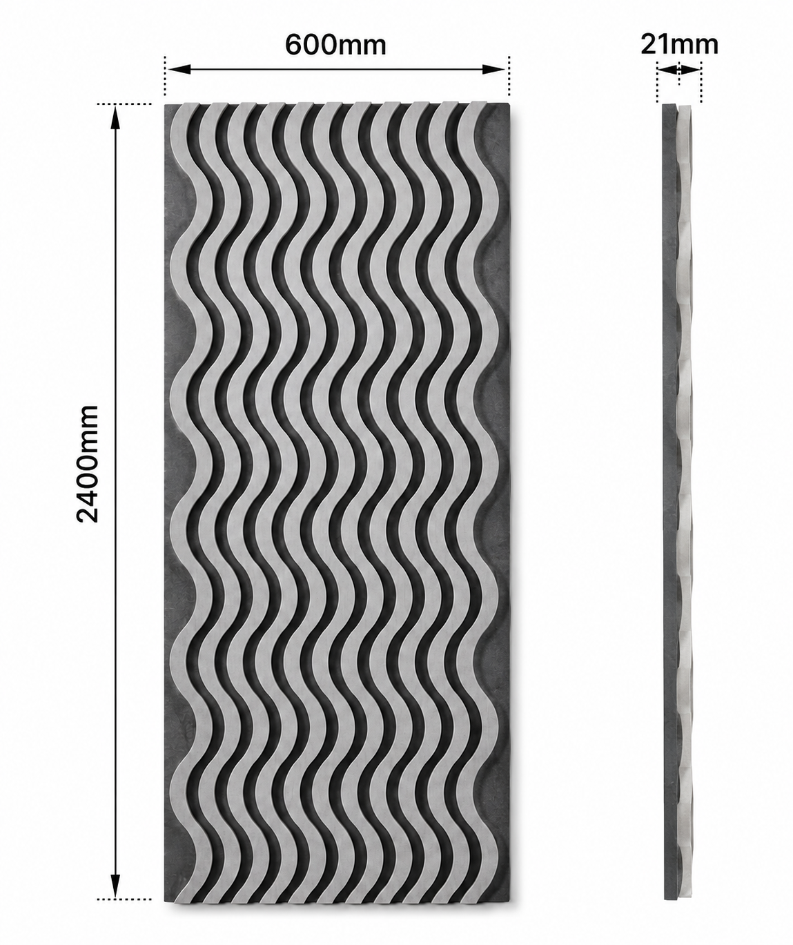 Light Grey Wave Design Acoustic Wall Panel