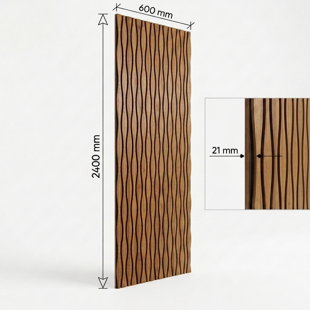 Natural Oak Wave Design Acoustic Wall Panel