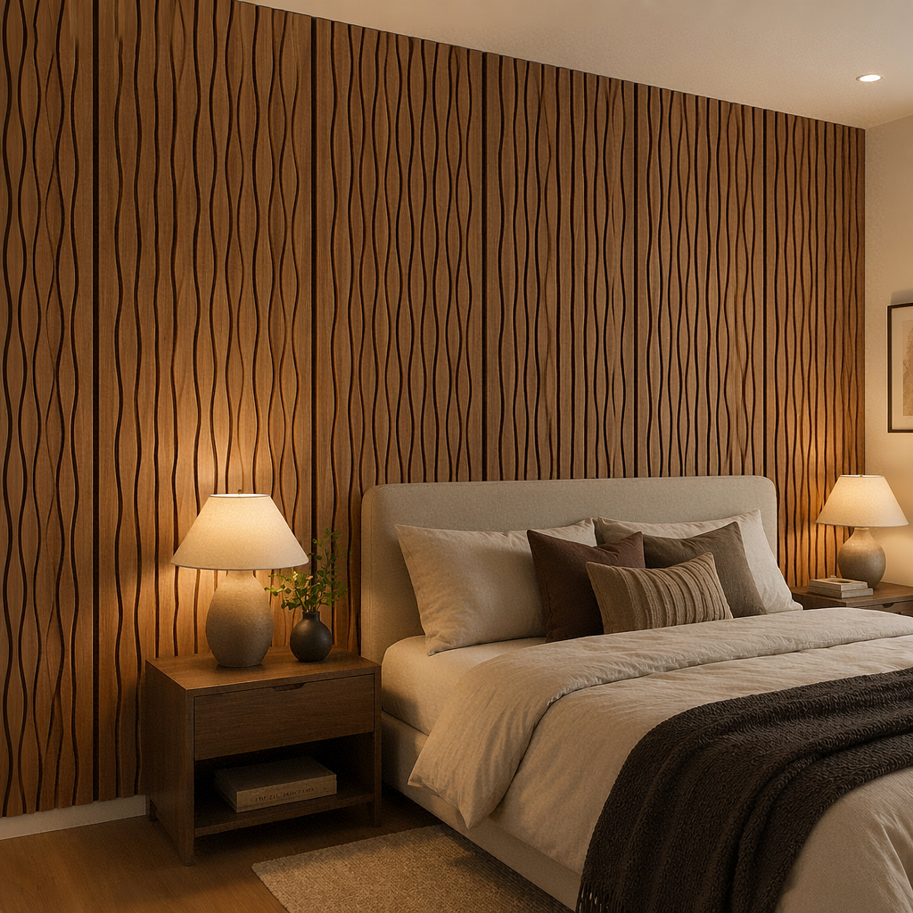 Natural Oak Wave Design Acoustic Wall Panel