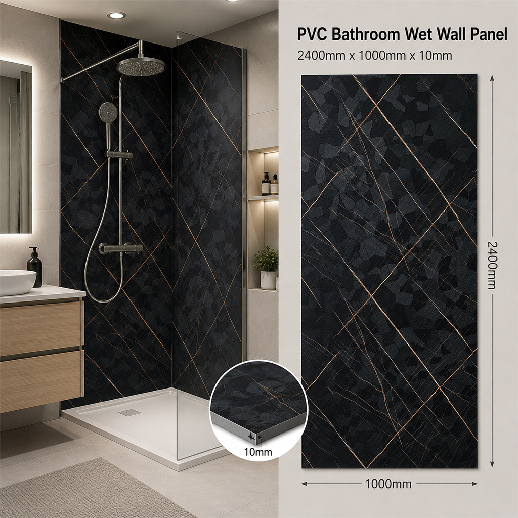 Black Rock 3D PVC Kitchen Bathroom Wet Wall Panel