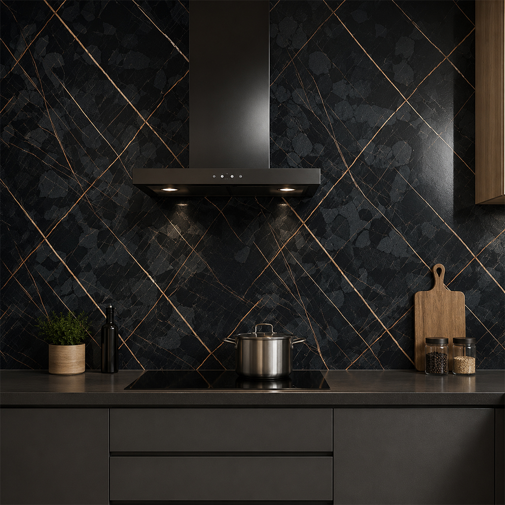 Black Rock 3D PVC Kitchen Bathroom Wet Wall Panel