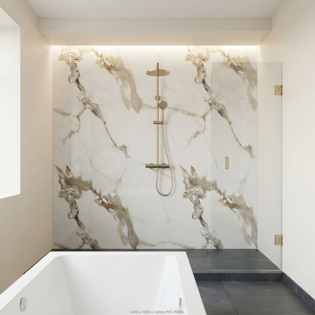 Carrara Bronze 3D PVC Kitchen Bathroom Wet Wall Panel