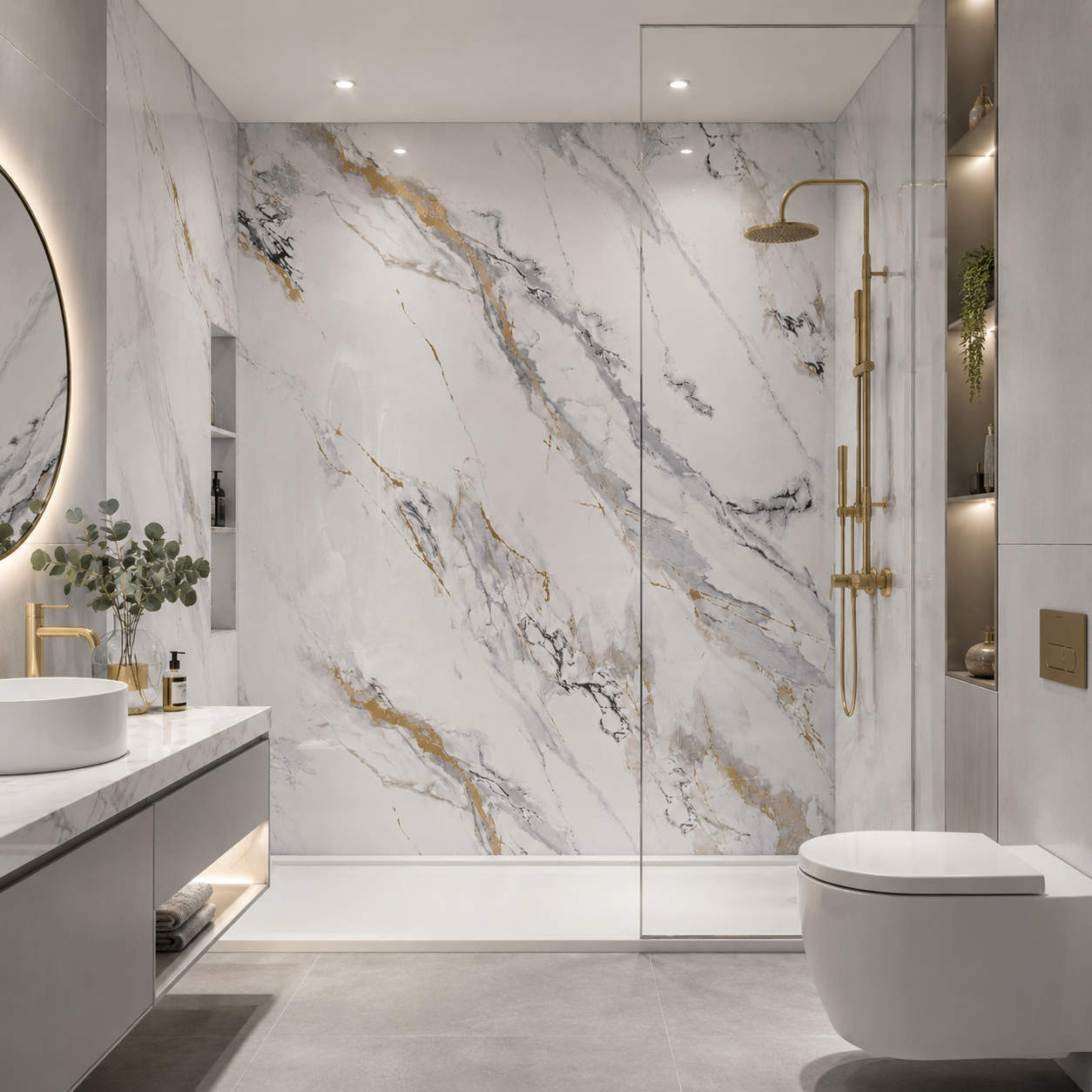 Luijin Rock Gloss PVC Shower Kitchen Wet Wall Panel