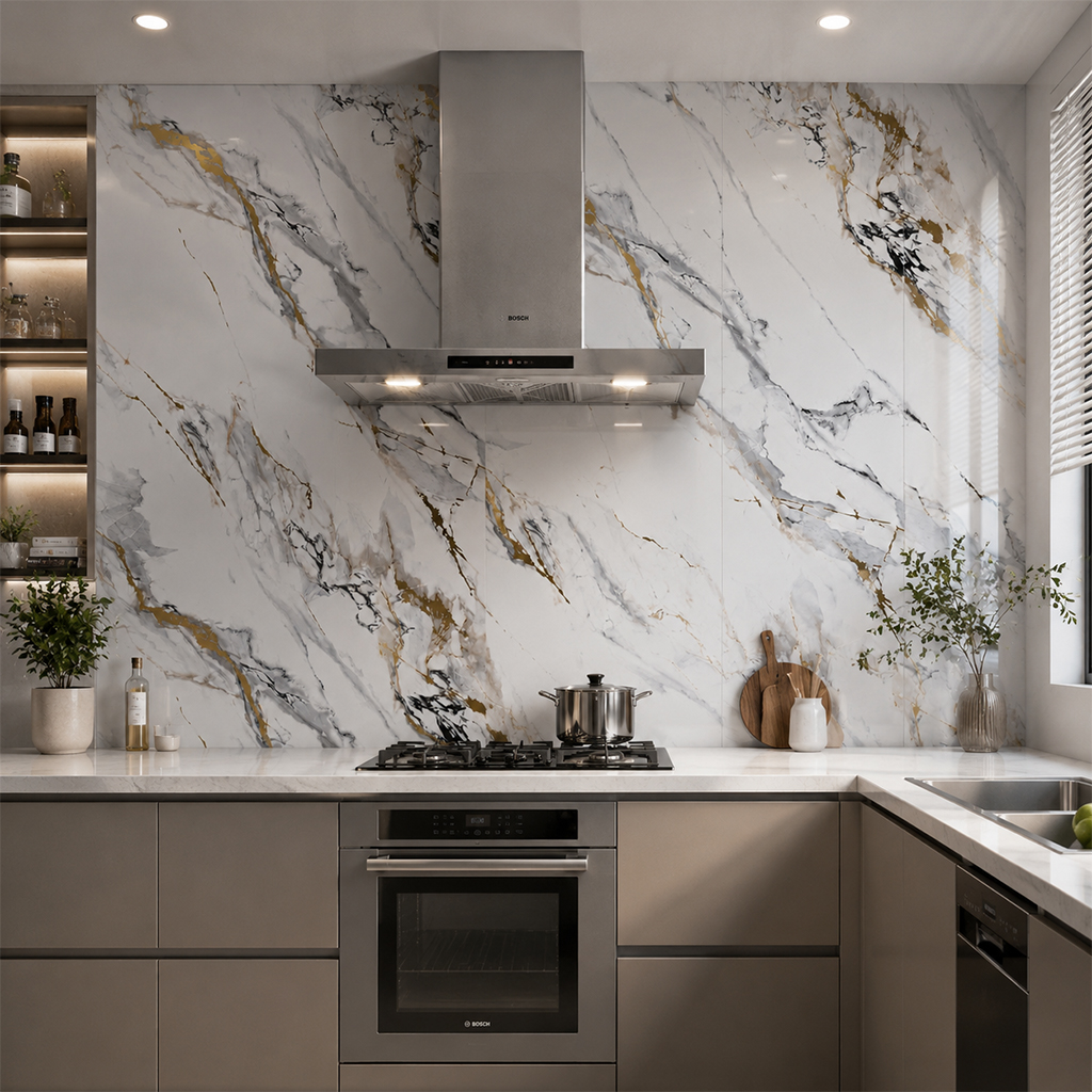 Luijin Rock Gloss PVC Shower Kitchen Wet Wall Panel