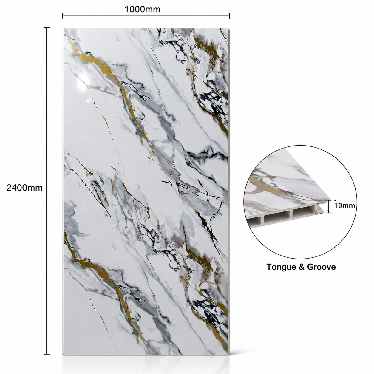 Luijin Rock Gloss PVC Shower Kitchen Wet Wall Panel